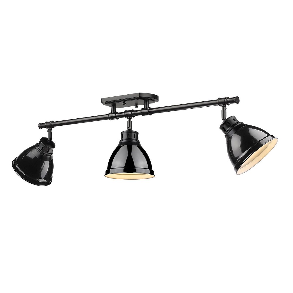 Golden Lighting-3602-3SF BLK-BK-Duncan - 3 Light Semi-Flush Mount in Classic style - 10.75 Inches high by 35.38 Inches wide Matte Black Black Matte Black Finish